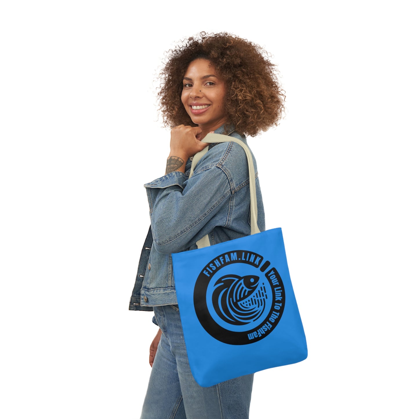 FishFamLink AOP Polyester Canvas Tote Bag