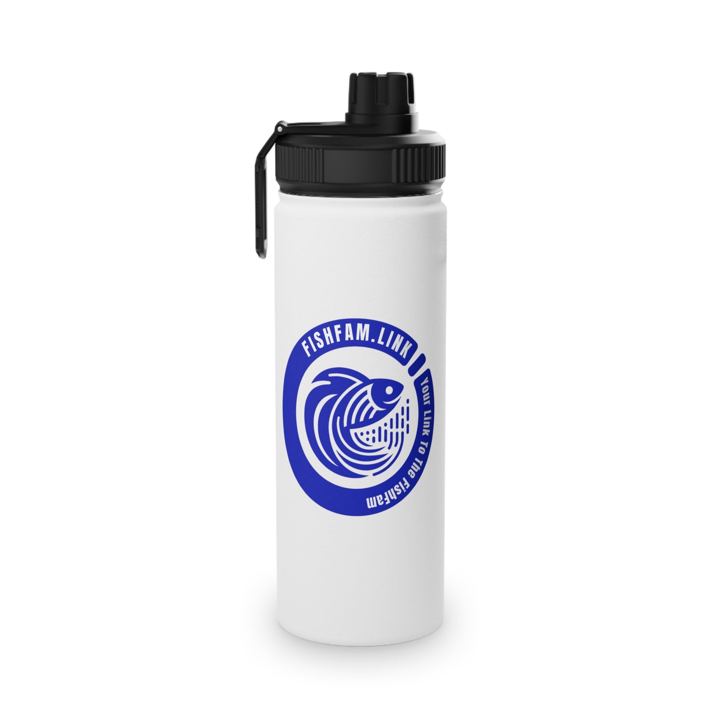 FishFamLink Stainless Steel Water Bottle, Sports Lid