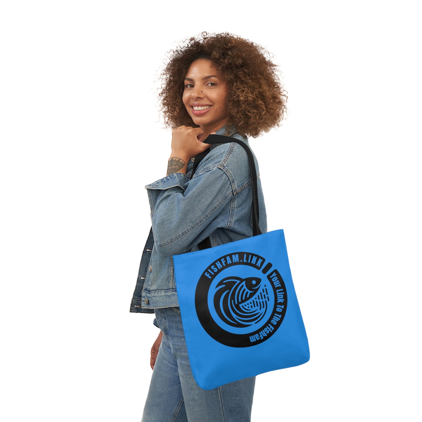 FishFamLink AOP Polyester Canvas Tote Bag