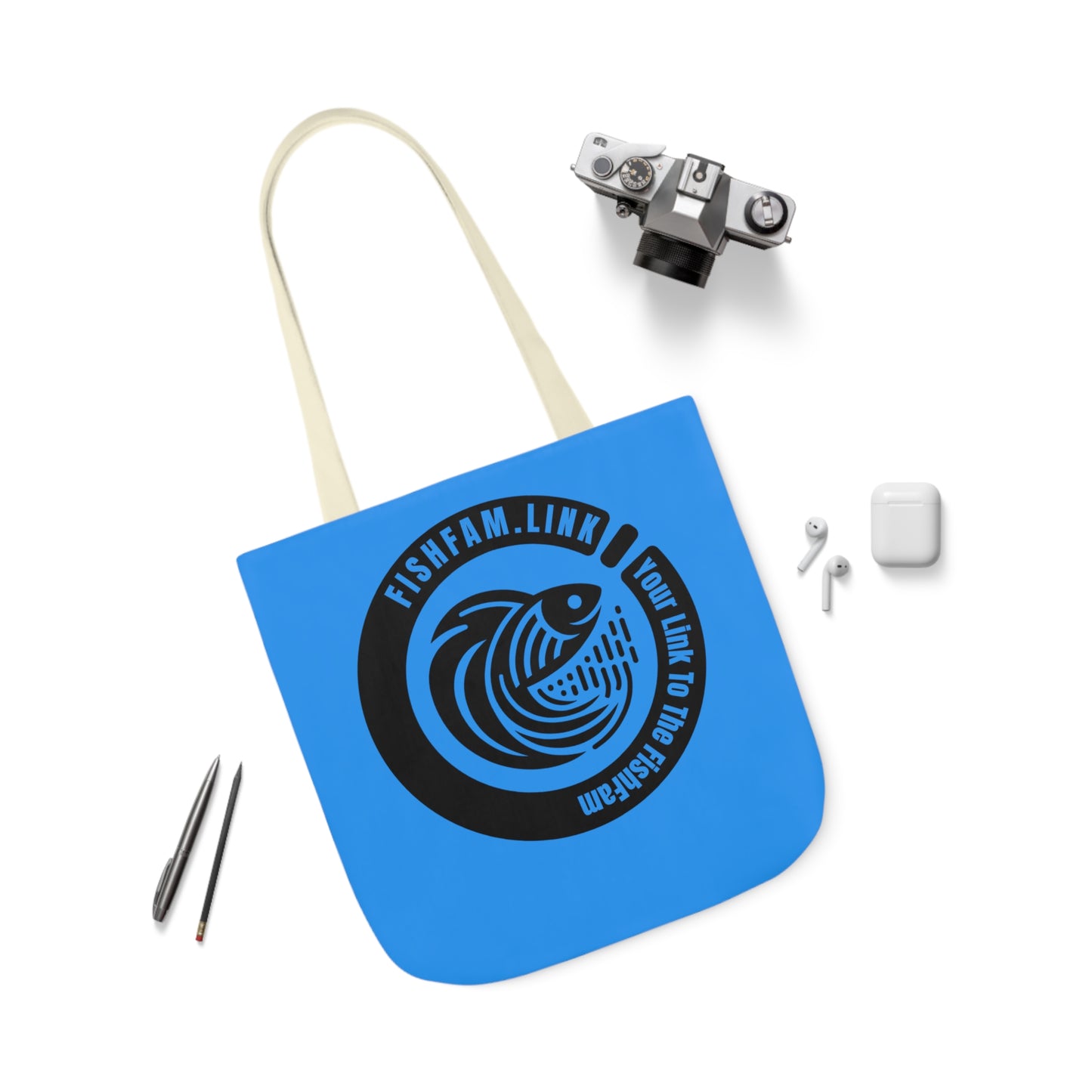 FishFamLink AOP Polyester Canvas Tote Bag